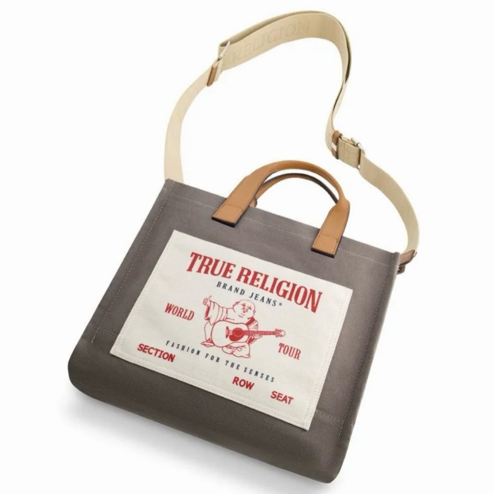 TRUE RELIGION Buddha Pocket Textile Tote Gender Neutral Messenger Bag